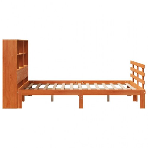 Seng med reol uden madras 140x190cm massivt fyrretræ gyldenbrun