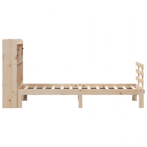 Seng med reol 90x200 cm i massivt fyrretræ - uden madras