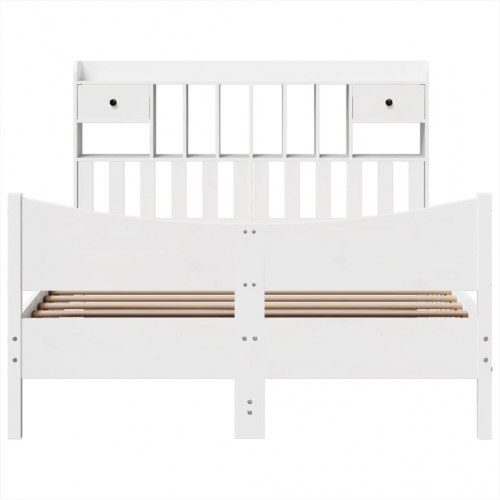 Sengeramme i massivt fyrretræ med opbevaring 150x200 cm - hvid