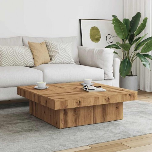 Sofabord 90×90×28 cm i konstrueret træ - kunsteg