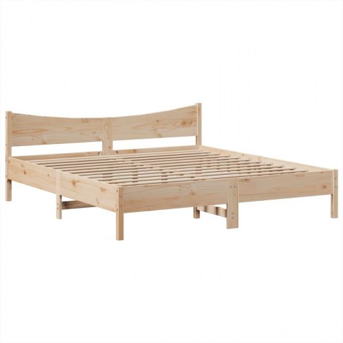 Sengeramme i massivt fyrretræ 180x200 cm med sengegavl og opbevaring