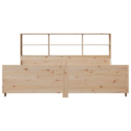 Seng med reol uden madras 200x200 cm massivt træ