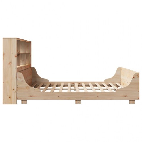 Seng med reol uden madras 200x200 cm massivt træ