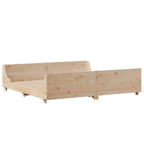Seng med reol uden madras 200x200 cm massivt træ