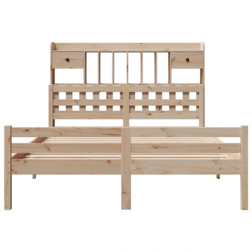 Seng med reol 140x190 cm - massivt fyrretræ, lamelbund