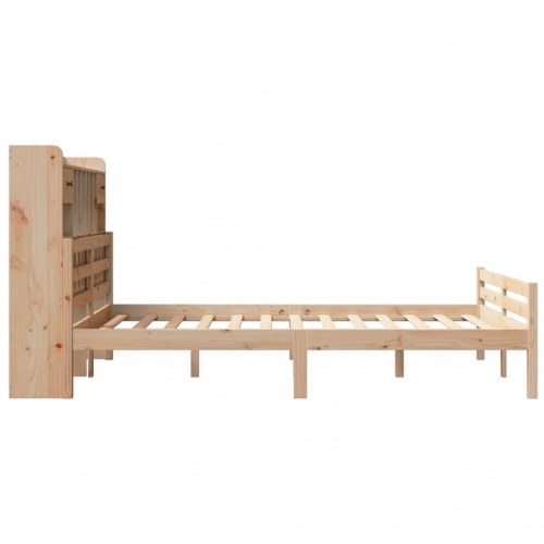 Seng med reol 140x190 cm - massivt fyrretræ, lamelbund
