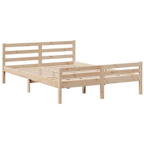 Seng med reol 140x190 cm - massivt fyrretræ, lamelbund