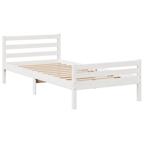 Seng med reol uden madras 100x200 cm massivt fyrretræ hvid