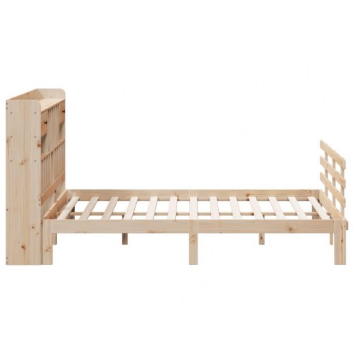 Seng med reol 180x200 cm i massivt fyrretræ - sengeramme med lamelbund og fodgærde