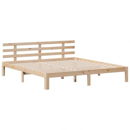 Seng med reol 180x200 cm i massivt fyrretræ - sengeramme med lamelbund og fodgærde