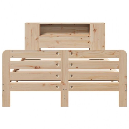 Sengeramme 160x200 cm i massivt fyr - med sengegavl og opbevaring