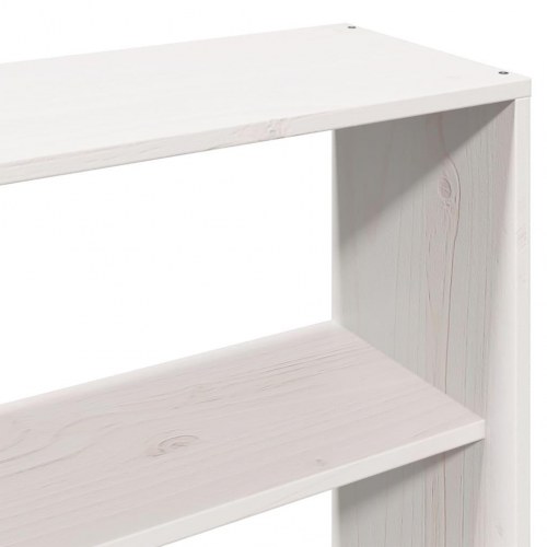 Sengeramme 180x200 cm i massivt fyrretræ - hvid med opbevaringshylder