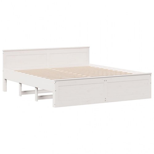 Seng med reol 180x200 cm - massivt fyrretræ, hvid