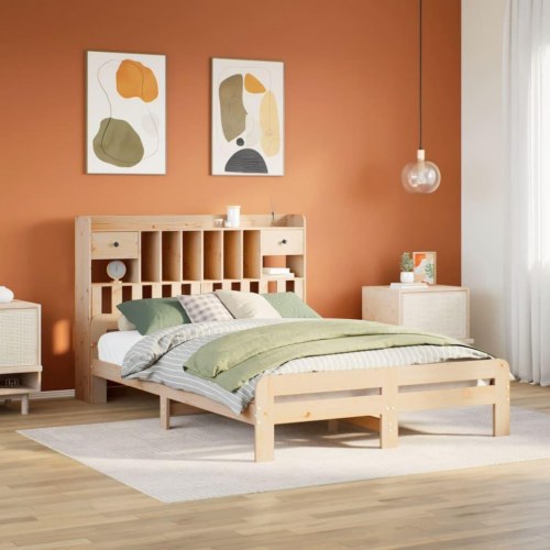 Seng med reol uden madras 140x200 cm massivt fyrretræ