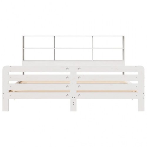 Sengeramme uden madras 200x200 cm massivt fyrretræ hvid