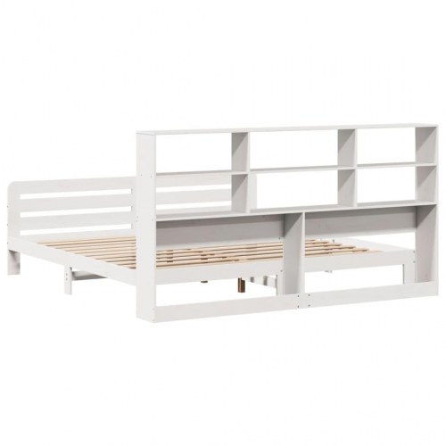 Sengeramme uden madras 200x200 cm massivt fyrretræ hvid