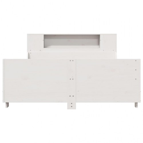 Sengeramme med opbevaring 135x190 cm - massivt fyrretræ, hvid