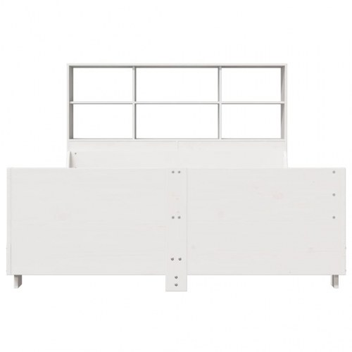 Seng med reol uden madras 140x190 cm - massivt fyrretræ, hvid