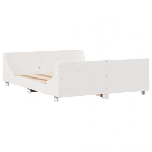 Seng med reol uden madras 140x190 cm - massivt fyrretræ, hvid