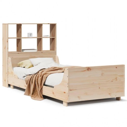 Seng med reol uden madras 90x190 cm massivt træ