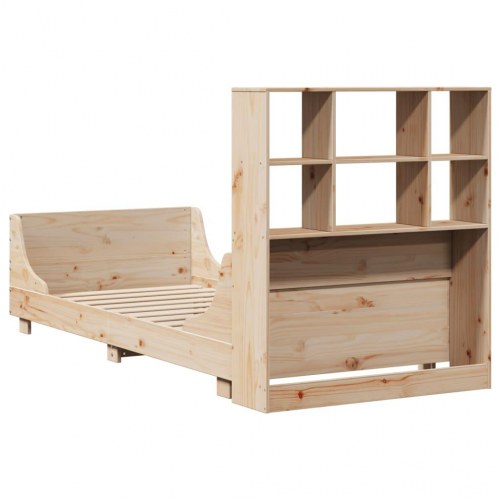 Seng med reol uden madras 90x190 cm massivt træ