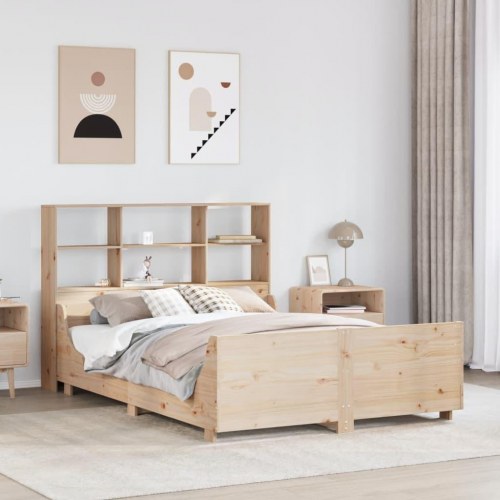 Seng med reol uden madras 140x200 cm massivt træ