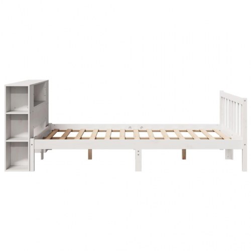 Seng med reol 140 x 190 cm i massivt fyrretræ - hvid