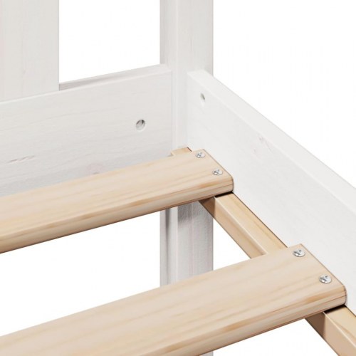 Seng med reol 140 x 190 cm i massivt fyrretræ - hvid