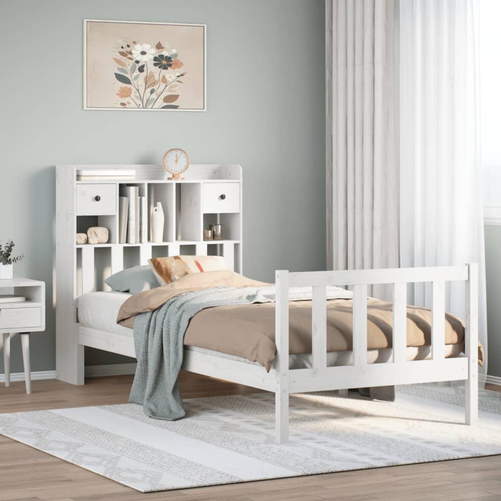 vidaXL seng med reol uden madras 90x190 cm massivt fyrretræ hvid