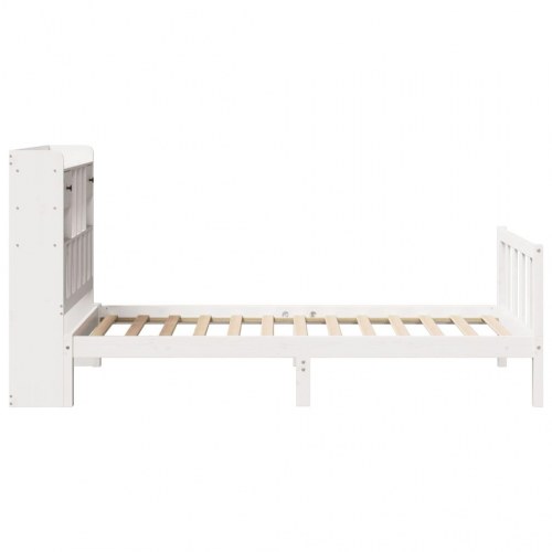 Seng med reol 90x190 cm i massivt fyrretræ hvid