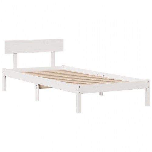 Seng med reol 90x200 cm - massivt fyrretræ, hvid