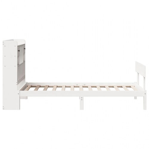 Seng med reol 90x200 cm - massivt fyrretræ, hvid