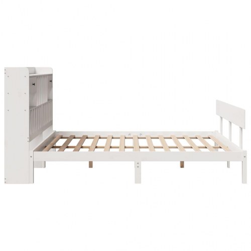 Seng med reol 180x200 cm - massivt fyrretræ, hvid