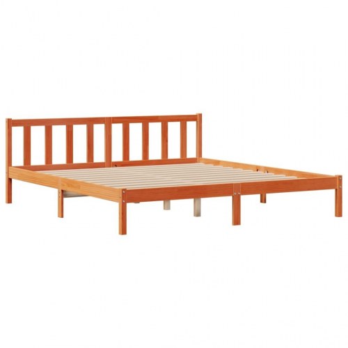 Seng med reol uden madras 180x200cm massivt fyrretræ gyldenbrun