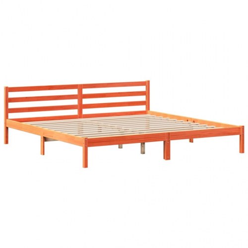 Seng med reol uden madras 180x200cm massivt fyrretræ gyldenbrun