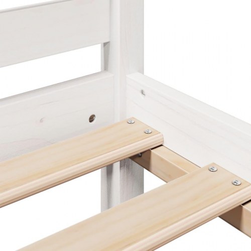 Seng med reol 135x190 cm - massivt fyrretræ, hvid