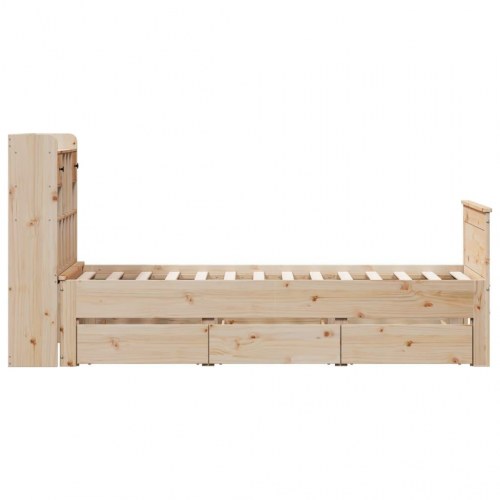 Seng med reol uden madras 90×200 cm - massivt fyrretræ
