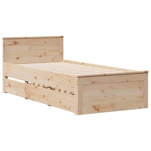 Seng med reol og opbevaring 75x190 cm - massivt fyrretræ (uden madras)