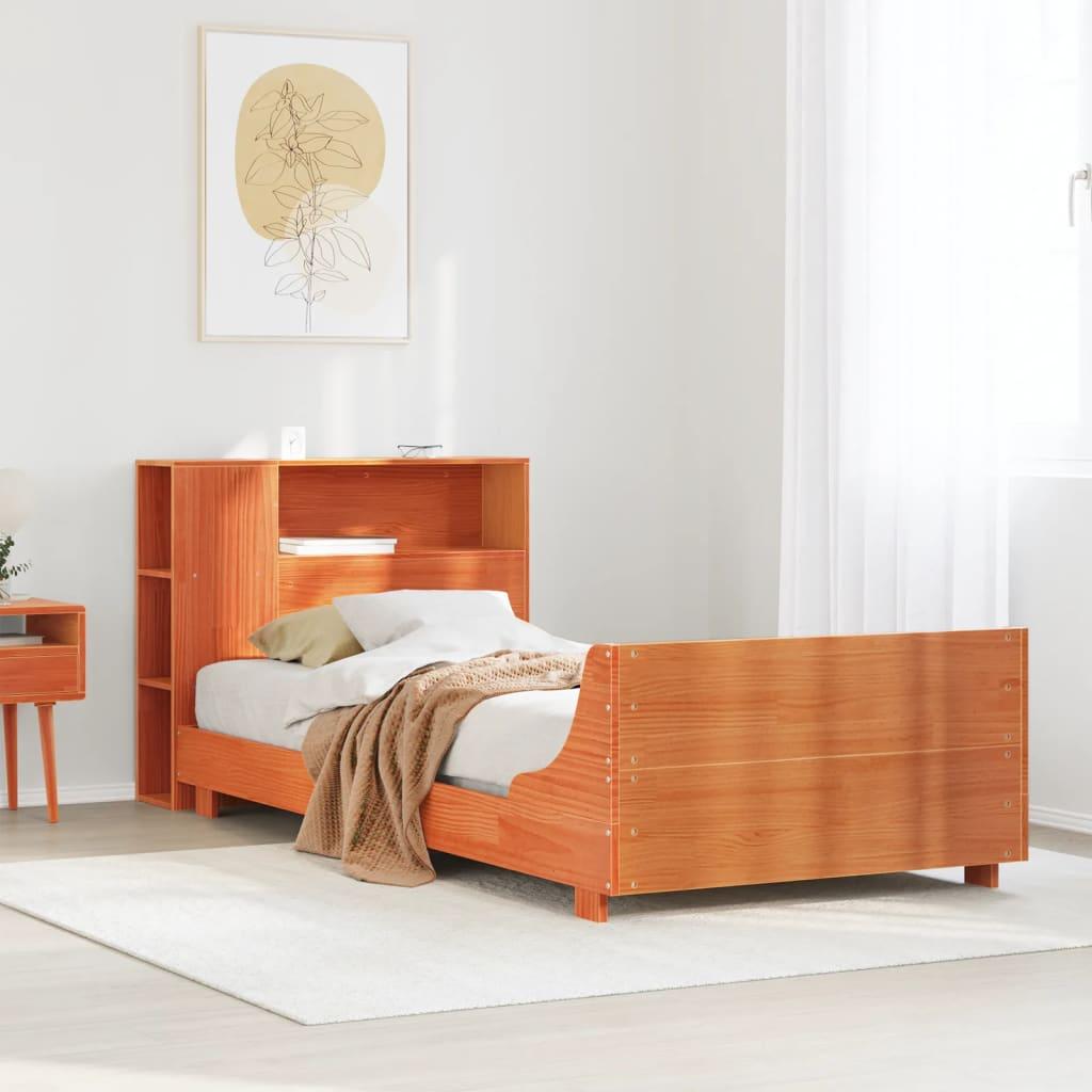 Sengeramme uden madras 90x200 cm massivt fyrretræ gyldenbrun