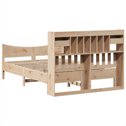 Sengeramme med opbevaring 140x190 cm i massivt fyrretræ