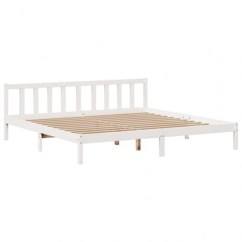Seng med reol 180x200 cm i massivt fyrretræ hvid