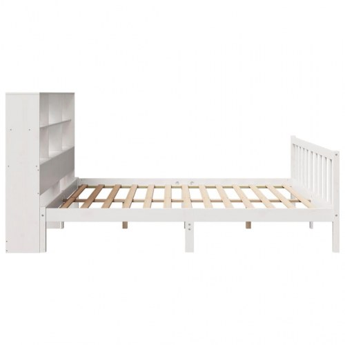 Seng med reol 180x200 cm i massivt fyrretræ hvid