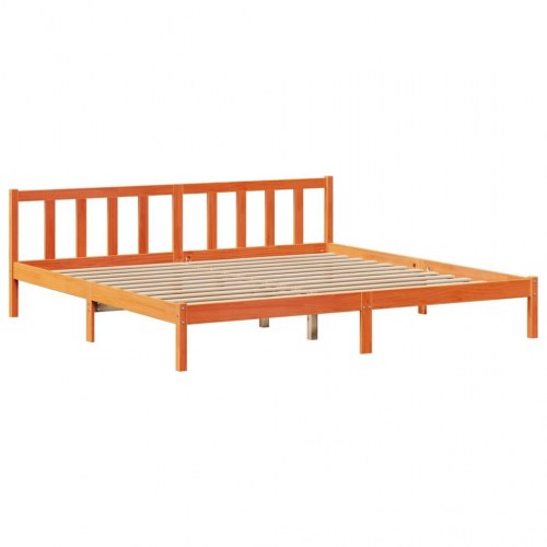 Seng med reol 200x200 cm i massivt fyrretræ - gyldenbrun