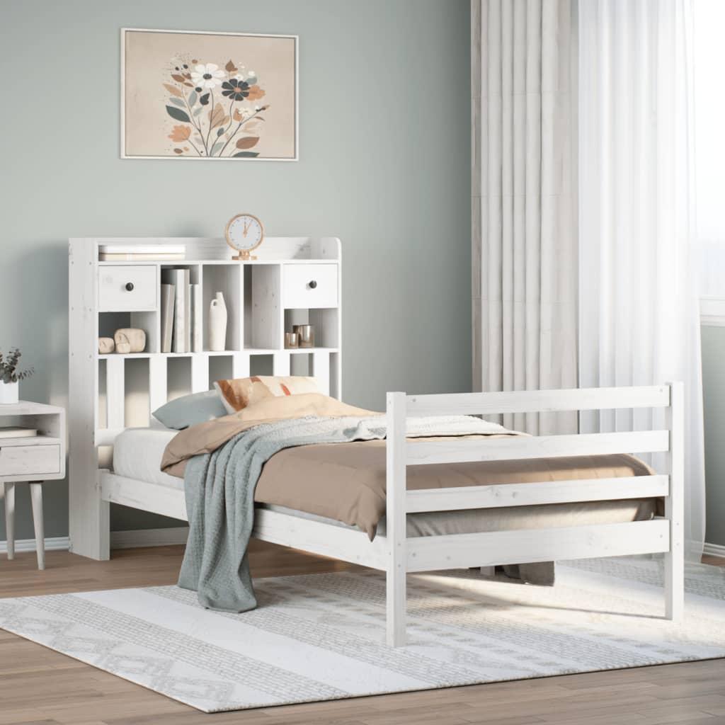 vidaXL seng med reol uden madras 90x190 cm massivt fyrretræ hvid