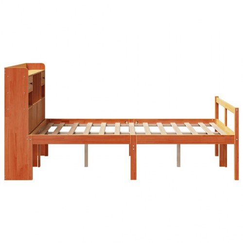 Seng med reol 135x190 cm i massivt fyrretræ - gyldenbrun (uden madras)