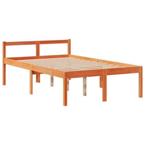 Seng med reol 135x190 cm i massivt fyrretræ - gyldenbrun (uden madras)