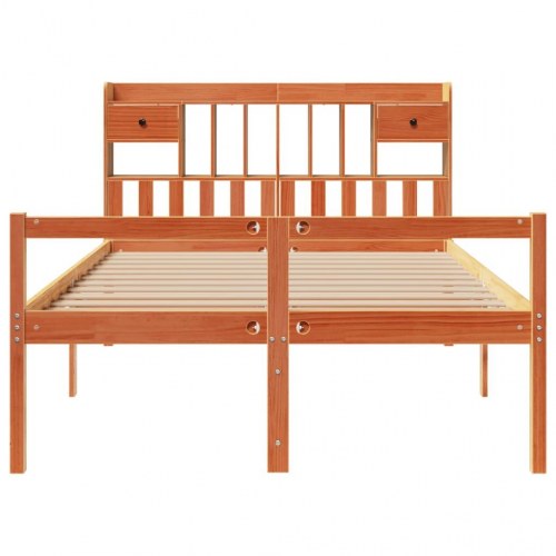 Seng med reol 160x200 cm - massivt fyrretræ, gyldenbrun (uden madras)