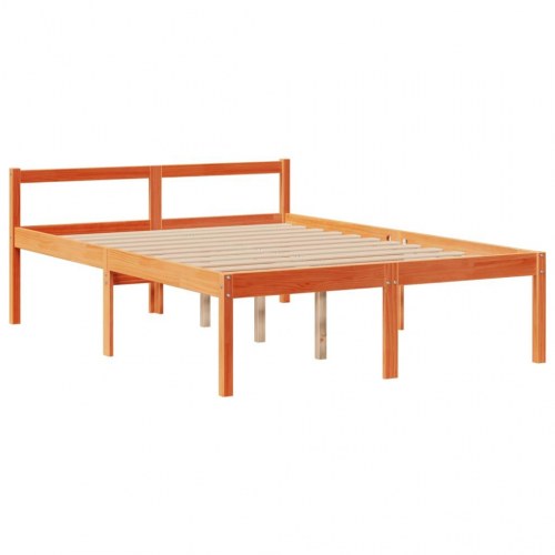 Seng med reol 160x200 cm - massivt fyrretræ, gyldenbrun (uden madras)