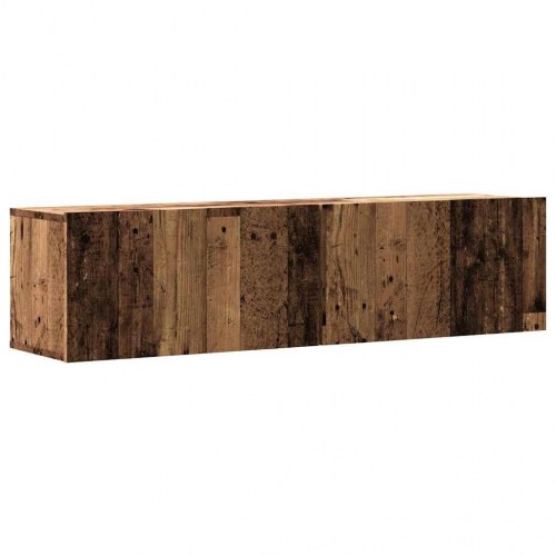 Væghængt tv-bord 120 x 30 x 30 cm - antikt træ
