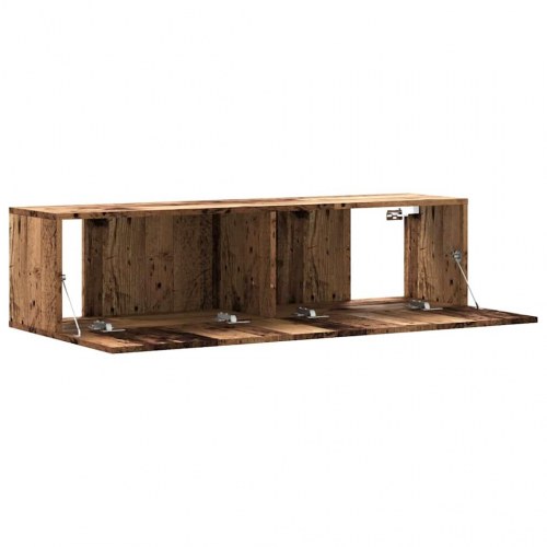 Væghængt tv-bord 120 x 30 x 30 cm - antikt træ